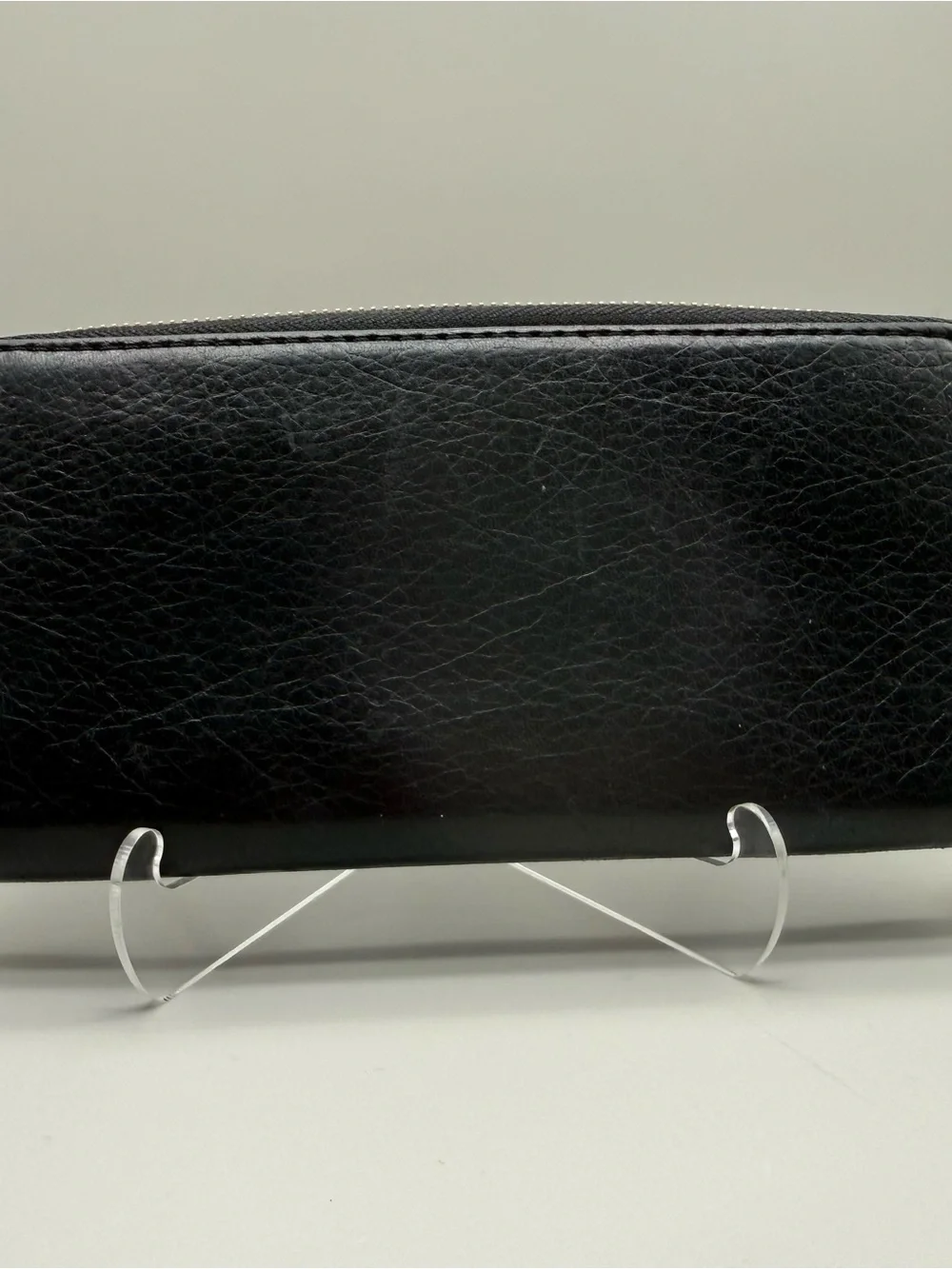 Michael Kors Black Pebbled Leather Zip Around Continental Wallet Logo Plaque